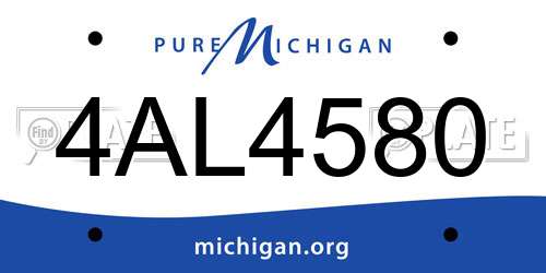 4AL4580 Michigan License Plate