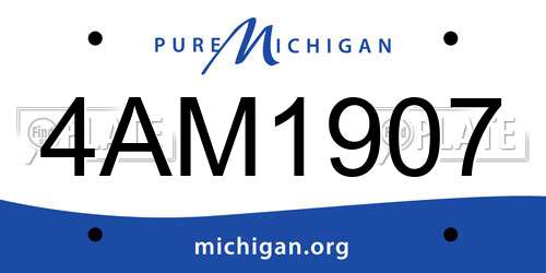 4AM1907 Michigan License Plate