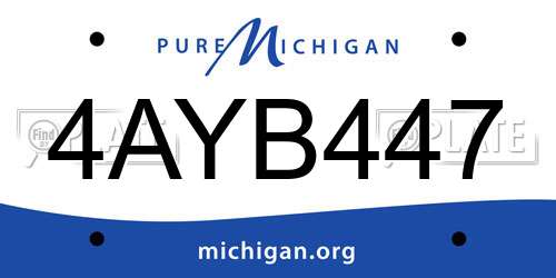 4AYB447 Michigan License Plate