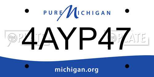 4AYP47 Michigan License Plate