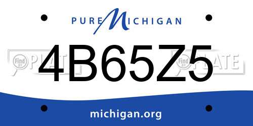 4B65Z5 Michigan License Plate