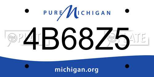 4B68Z5 Michigan License Plate