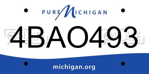 4BAO493 Michigan License Plate
