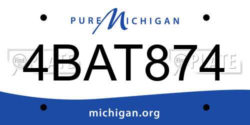 4BAT874 Michigan License Plate