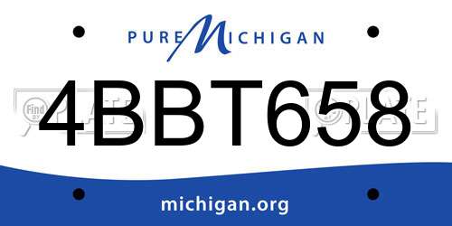 4BBT658 Michigan License Plate