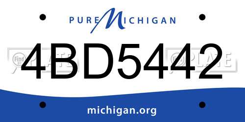 4BD5442 Michigan License Plate
