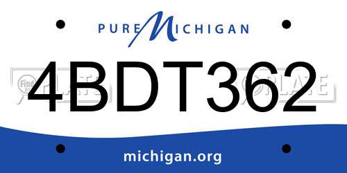 4BDT362 Michigan License Plate