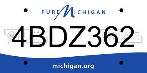 4BDZ362 Michigan License Plate