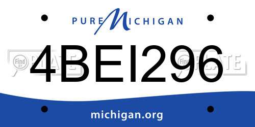 4BEI296 Michigan License Plate
