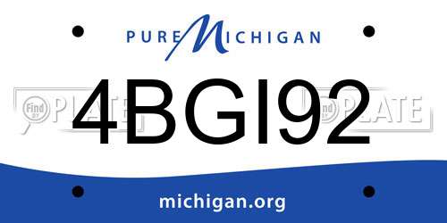 4BGI92 Michigan License Plate