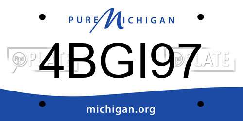 4BGI97 Michigan License Plate