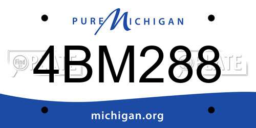 4BM288 Michigan License Plate