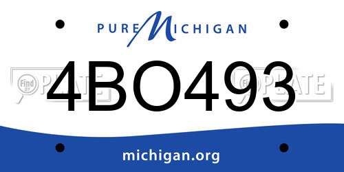 4BO493 Michigan License Plate