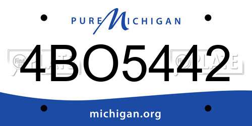4BO5442 Michigan License Plate