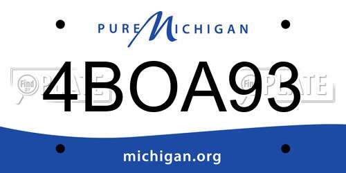 4BOA93 Michigan License Plate