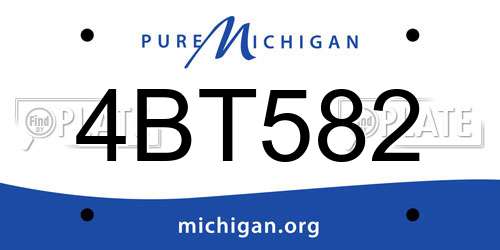 4BT582 Michigan License Plate