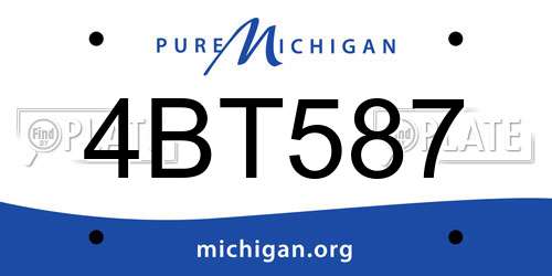 4BT587 Michigan License Plate