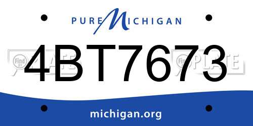 4BT7673 Michigan License Plate
