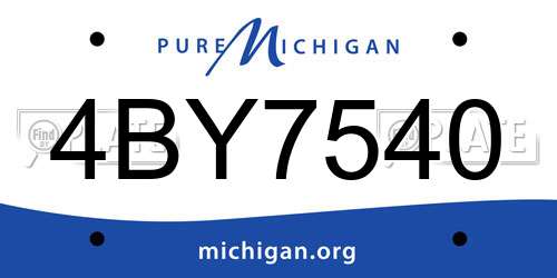 4BY7540 Michigan License Plate