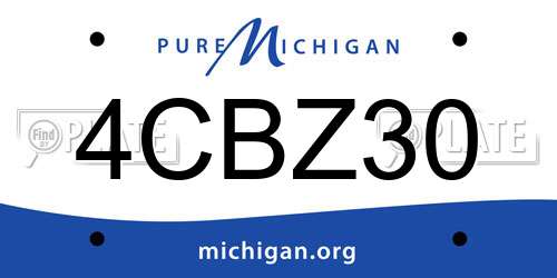 4CBZ30 Michigan License Plate