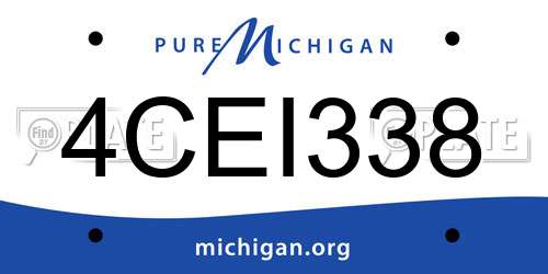 4CEI338 Michigan License Plate