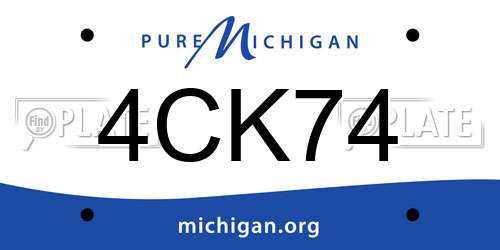 4CK74 Michigan License Plate