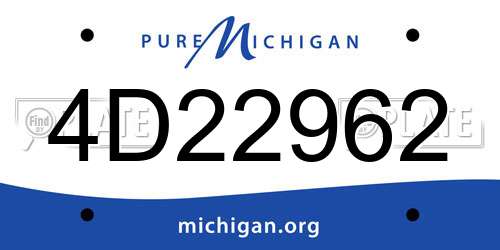 4D22962 Michigan License Plate