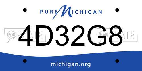 4D32G8 Michigan License Plate
