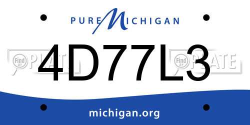 4D77L3 Michigan License Plate