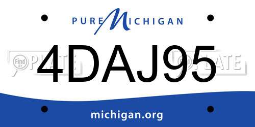 4DAJ95 Michigan License Plate