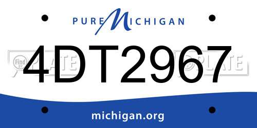 4DT2967 Michigan License Plate
