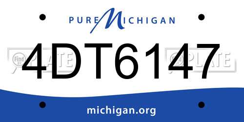 4DT6147 Michigan License Plate