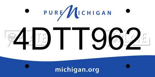 4DTT962 Michigan License Plate