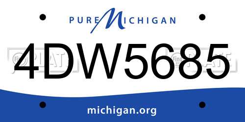 4DW5685 Michigan License Plate