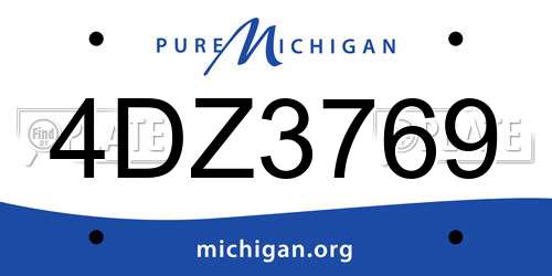 4DZ3769 Michigan License Plate