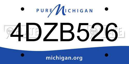 4DZB526 Michigan License Plate