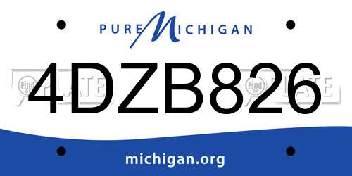 4DZB826 Michigan License Plate