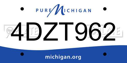 4DZT962 Michigan License Plate