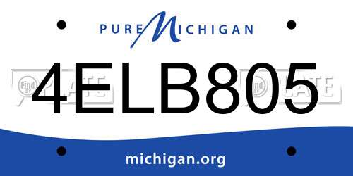 4ELB805 Michigan License Plate