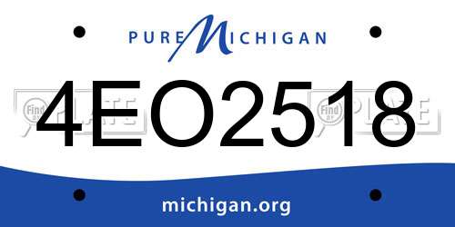 4EO2518 Michigan License Plate