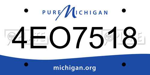 4EO7518 Michigan License Plate