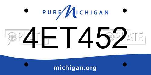 4ET452 Michigan License Plate