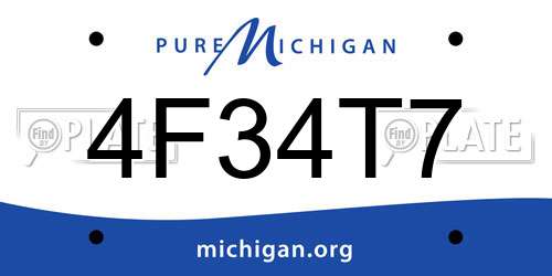 4F34T7 Michigan License Plate