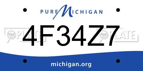 4F34Z7 Michigan License Plate