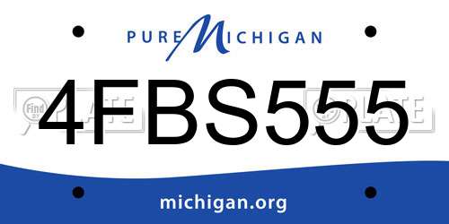 4FBS555 Michigan License Plate