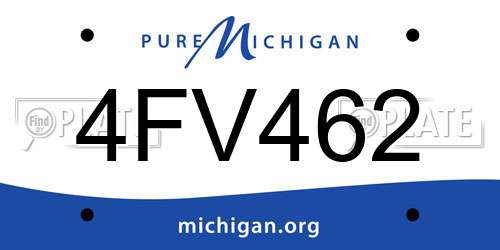 4FV462 Michigan License Plate