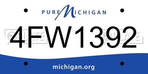 4FW1392 Michigan License Plate