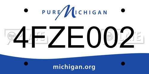 4FZE002 Michigan License Plate