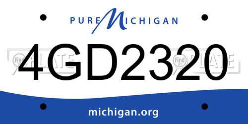 4GD2320 Michigan License Plate
