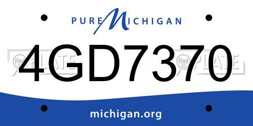4GD7370 Michigan License Plate